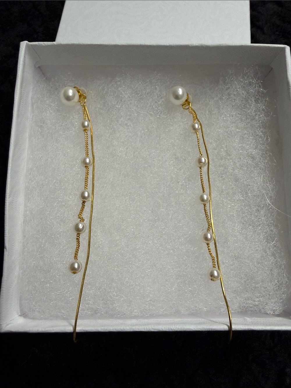 Delicate Gold Pearl Drop Earrings - Elegant White Pearls
